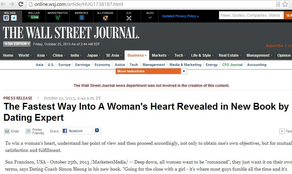 how to submit press release to Wall Street Journal
